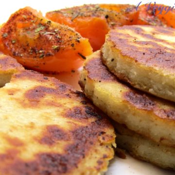 Vegan Irish Potato Bread with grilled tomatoes